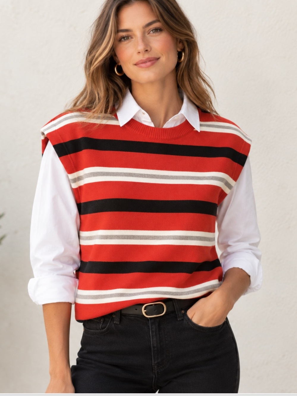 Maeve Striped Knit Sweater Vest NWOT